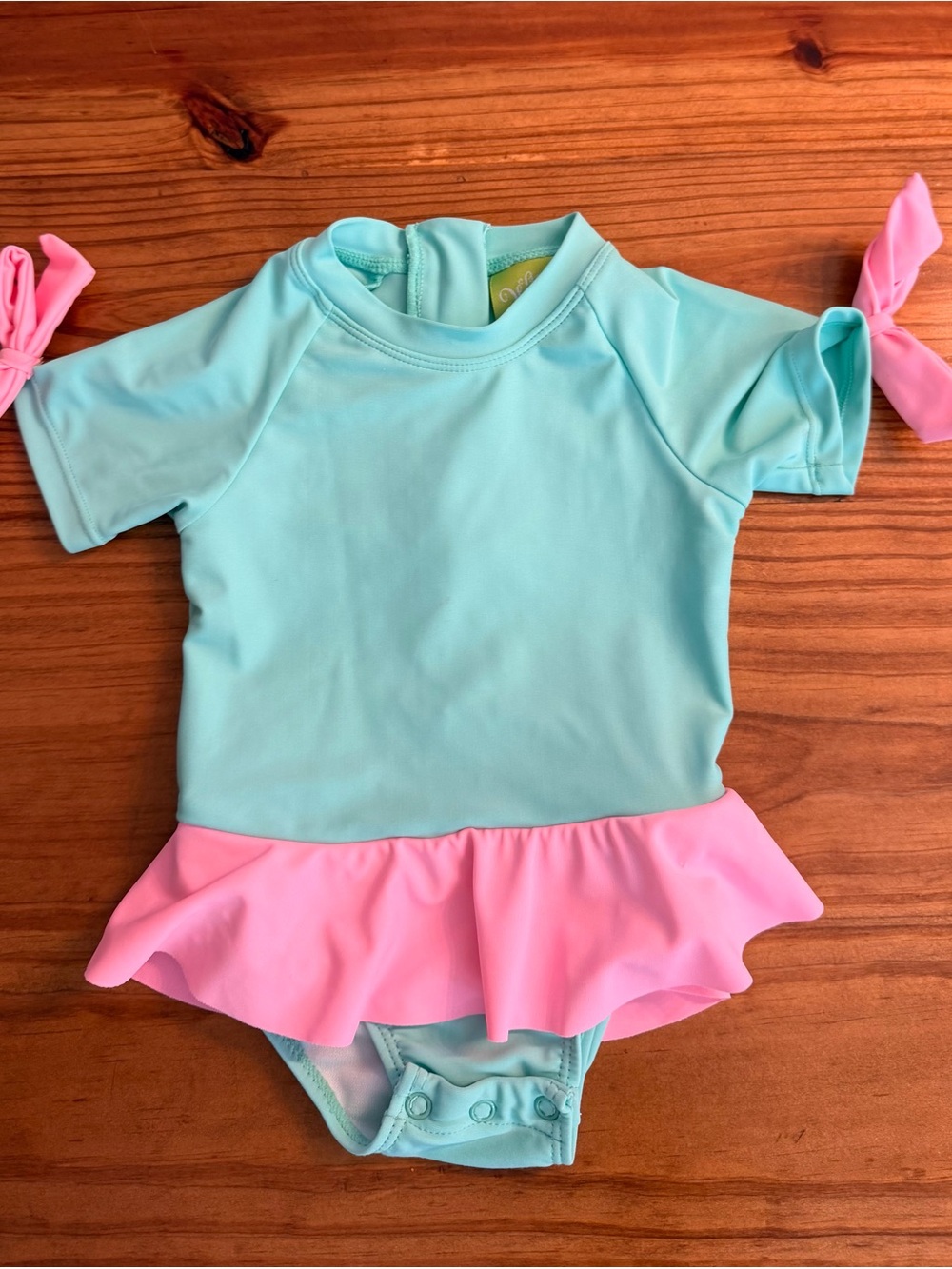 Classic Whimsy 12-18 Month One-Piece Aqua and Pink Swimsuit